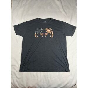 KUIU T-Shirt Short Sleeve American Flag Ram Men's 2XL Logo Graphic Charcoal Gray